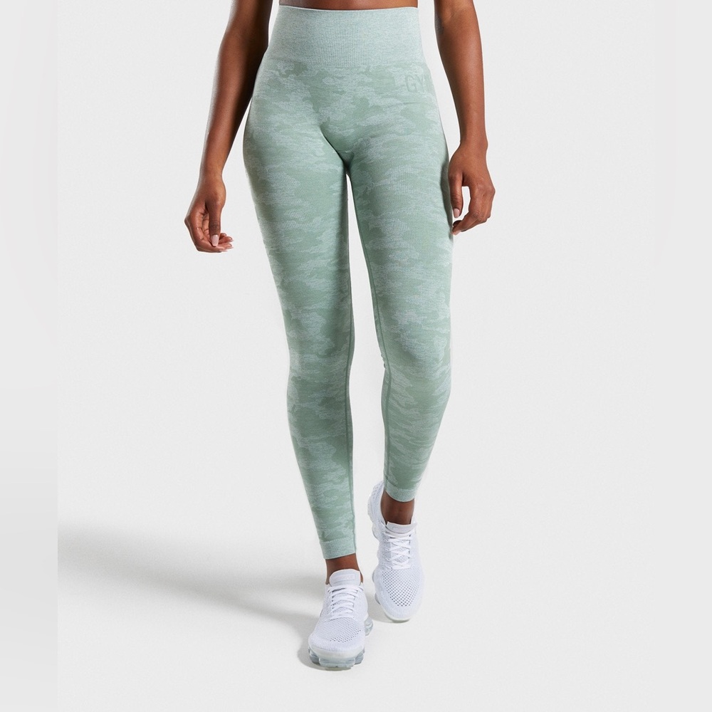 Gymshark Camo Seamless Leggings Sage Green Size S